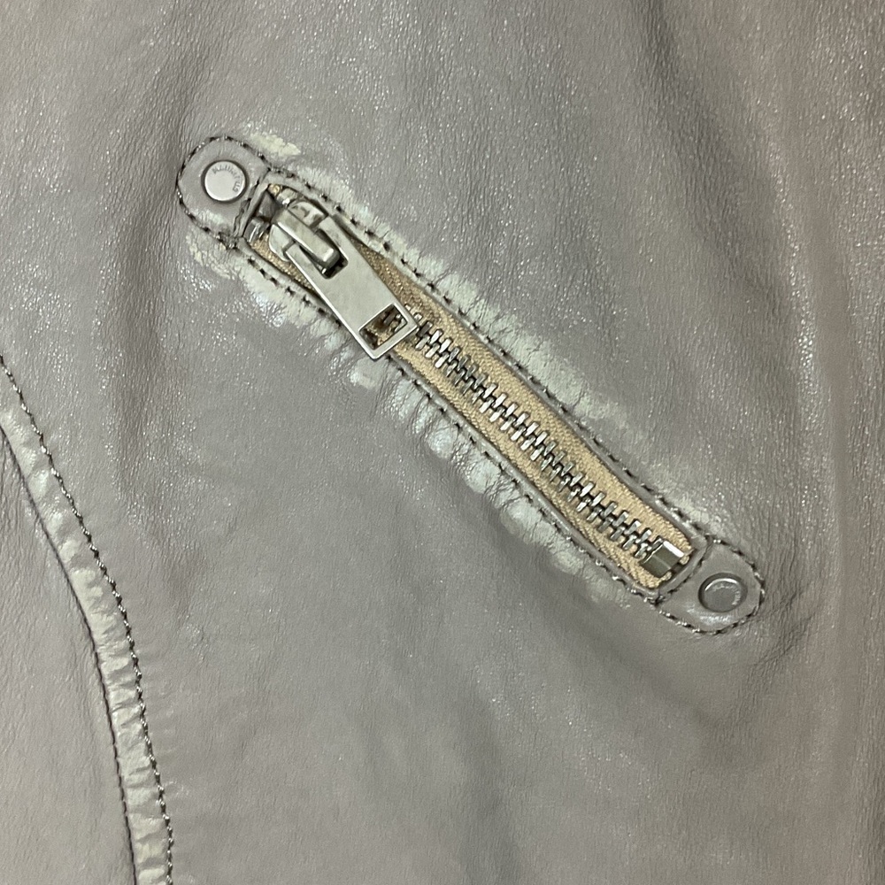 Women's Mauritius Sofia RF Lambskin Leather Biker Moto Jacket Distressed Grey 8 - Picture 2 of 16